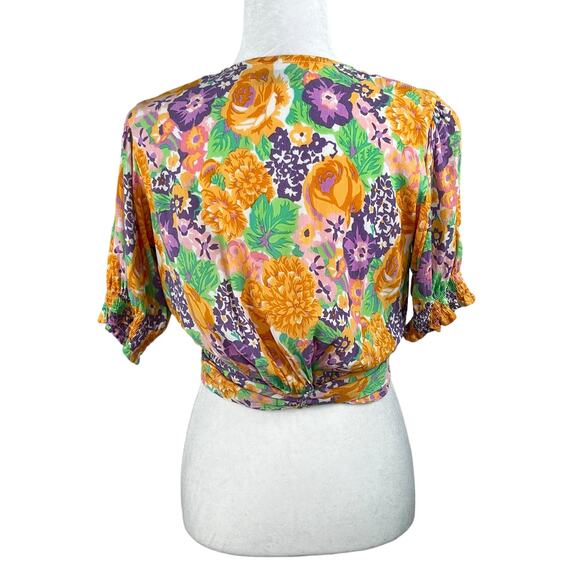 Faithfull the Brand Revolve La Colle Multi Purple Floral Wrap Crop Top 8 - Picture 2 of 11